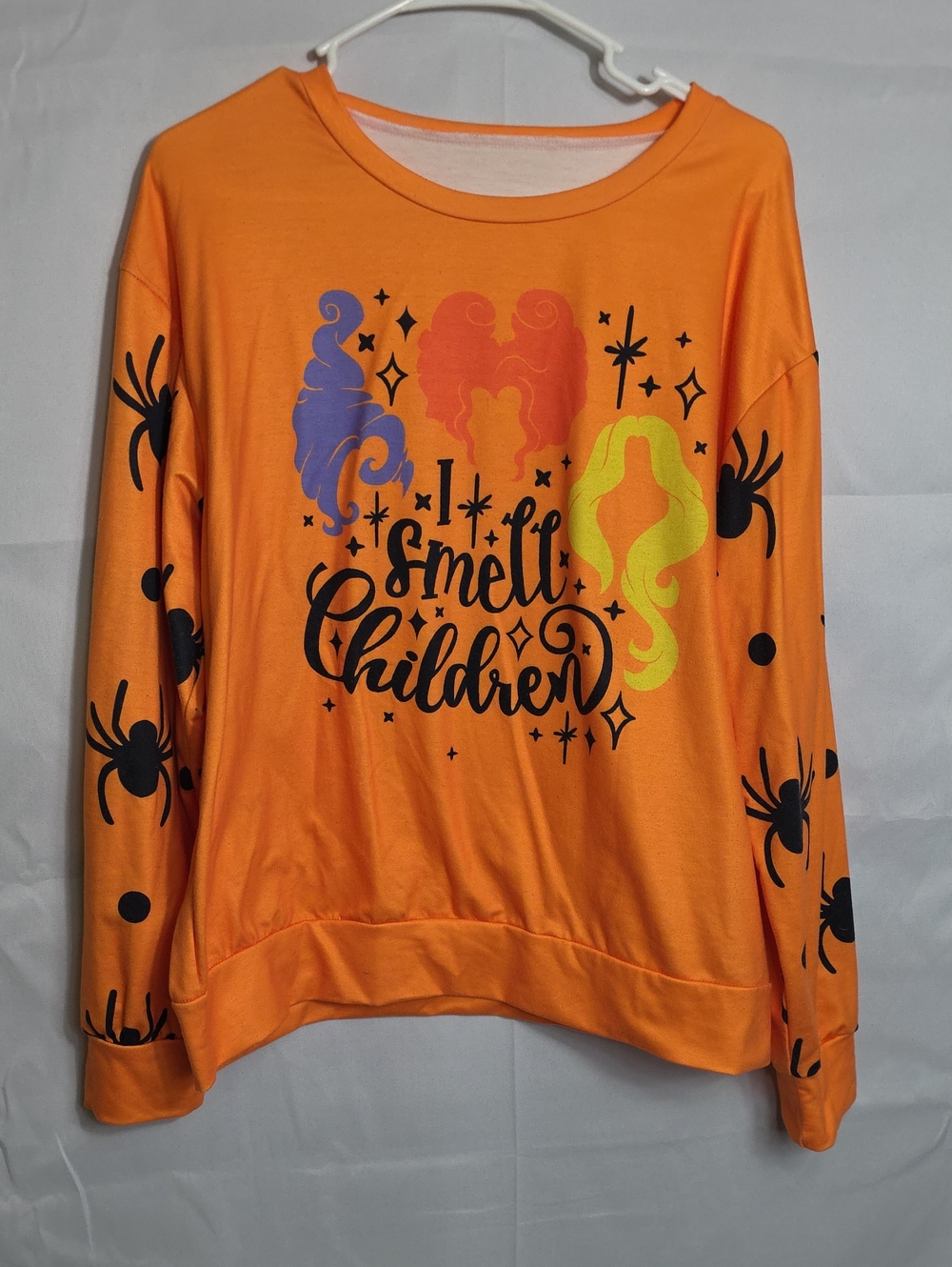Halloween Graphic Orange Women's Sweatshirt - I Smell Children Size Large (W713)